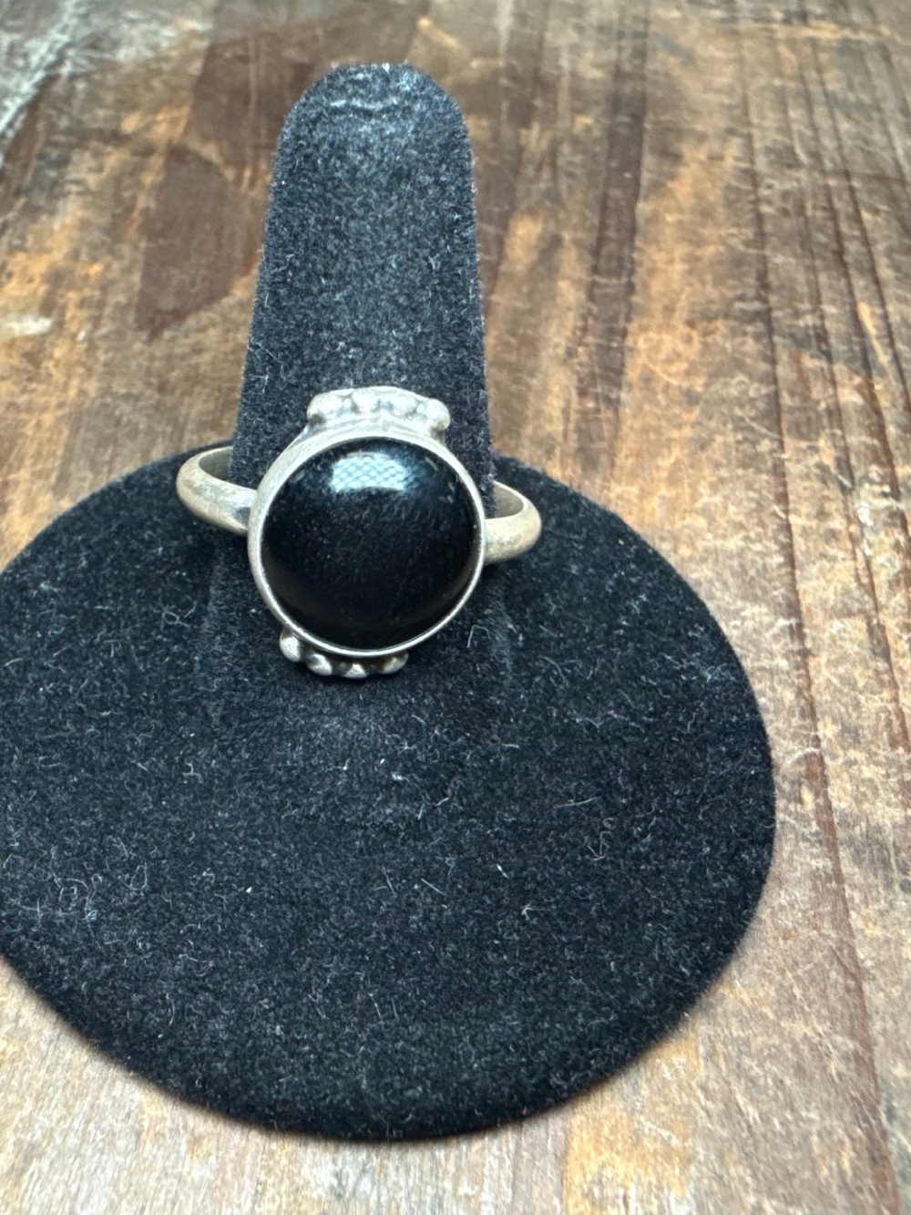 Silver Ring with Black Onyx Cabochon